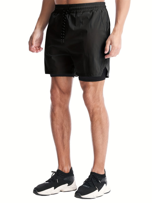 Men's 2 in 1 Double Layer Quick Drying Sports Shorts