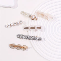 6pcs Pearl Flower Hair Clips Bobby Pin Hair Slides Non Slip Hair Decoration
