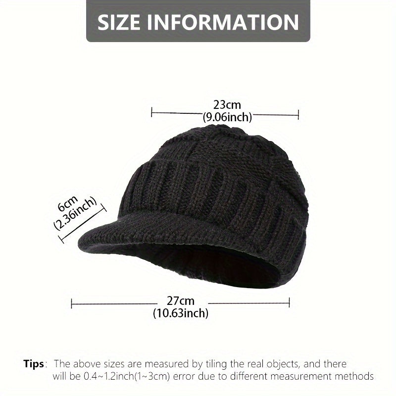 Knit Beanie Visor Cap Warm Winter Hat