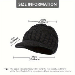 Knit Beanie Visor Cap Warm Winter Hat
