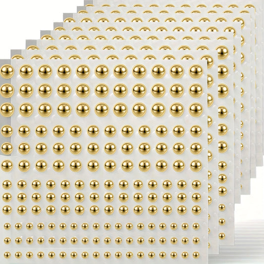 Golden Pearl Stickers Self Adhesive Gems for Crafts and Decoration