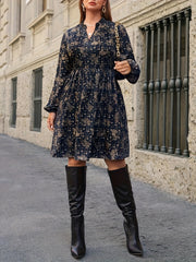  Floral Print Lantern Sleeve Dress