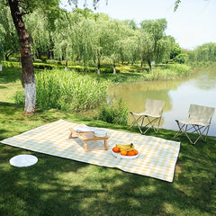 Yellow Plaid Foldable Picnic Blanket Waterproof Portable Beach Blanket