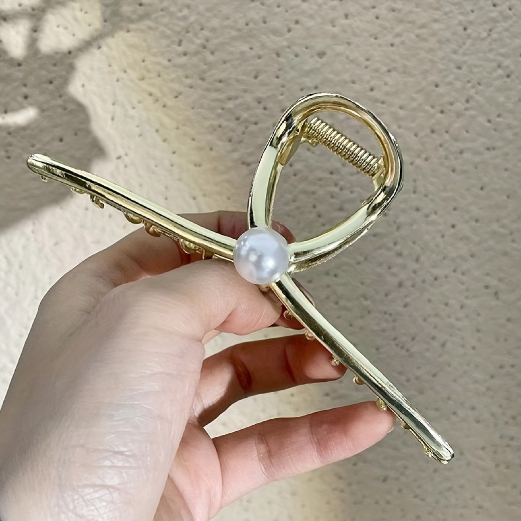 3pcs Pearl Hair Claw Nonslip Ponytail Holder Women Girls Hair Claw