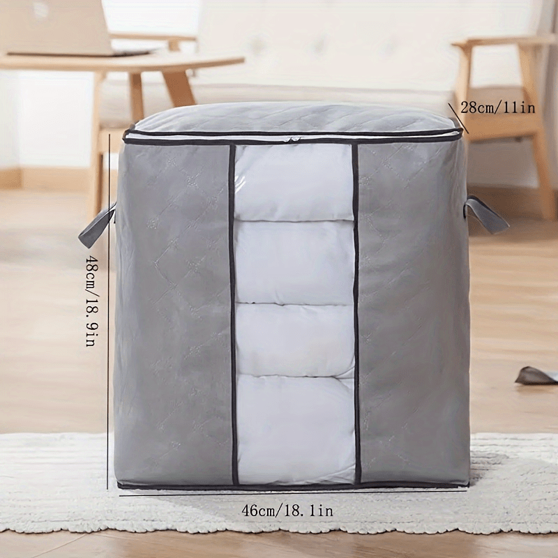 Large Foldable Blanket Storage Bag Clear Window & Zipper Closure