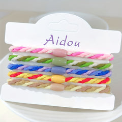 5pcs Rainbow Hair Tie Bracelet Braided Hair Rope Ponytail Holder Women Girls