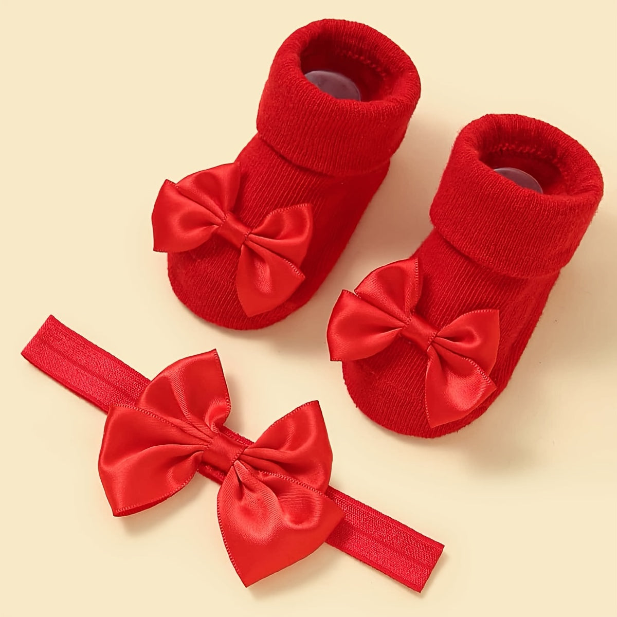 Baby Girls Bow Headband & Socks Gift Set