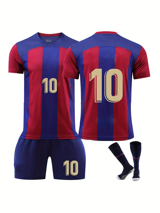 3Pcs Kids Football Kit 10 Print Jersey- Shorts- Socks Set