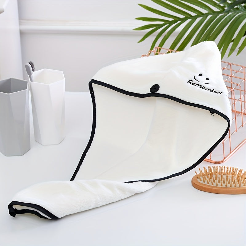 Embroidery Detail Hair Drying Cap Thickened Towel