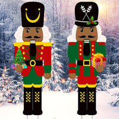 2PCS Christmas Nutcracker Yard Sign With Stakes Outdoor Decorations