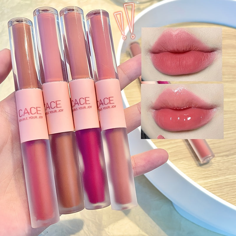 Double Ended Lustrous & Matte Lip Glaze, Translucent Lip Tint - 6 Colors