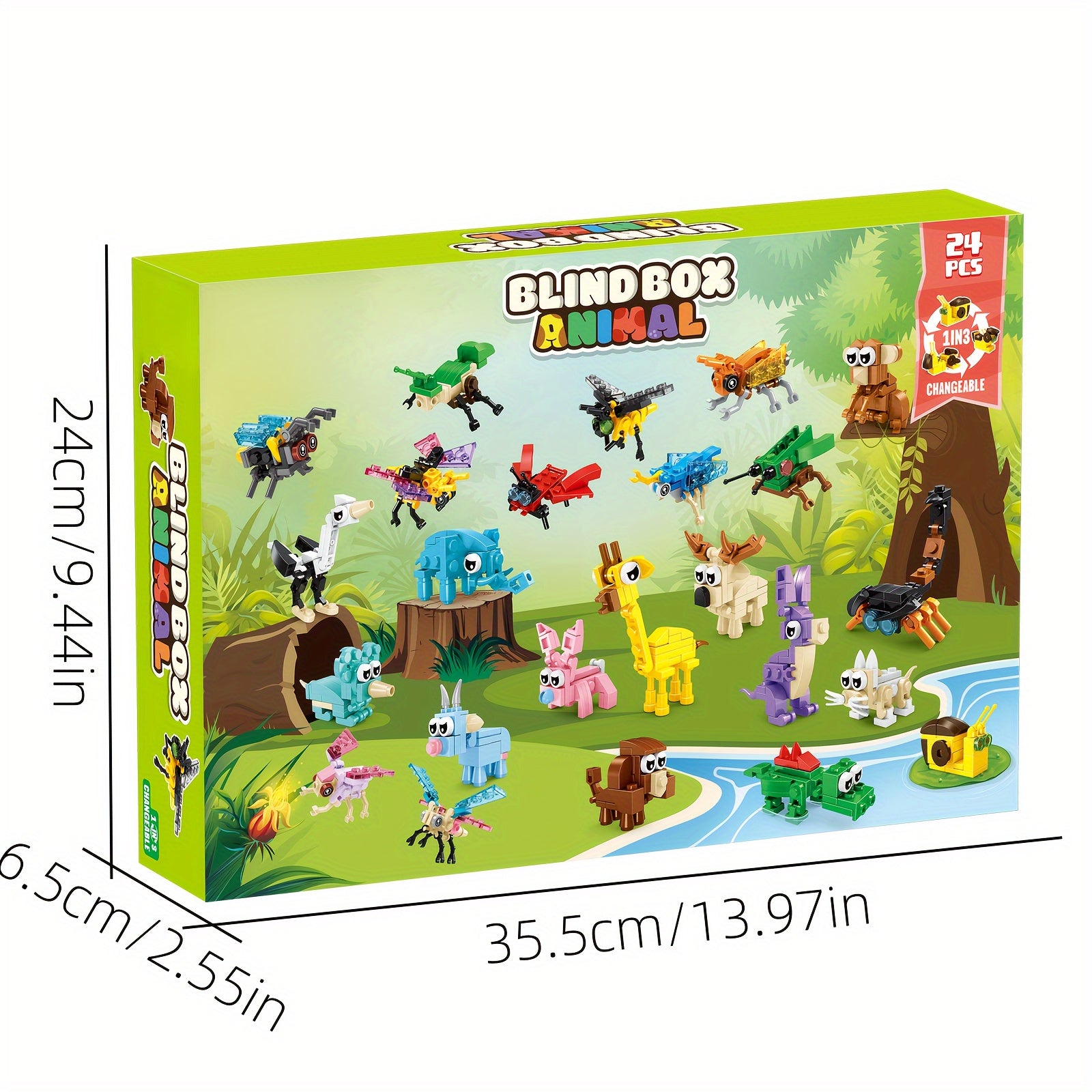 24pcs Forest Animal Building Block Set for Children Aged 6-8