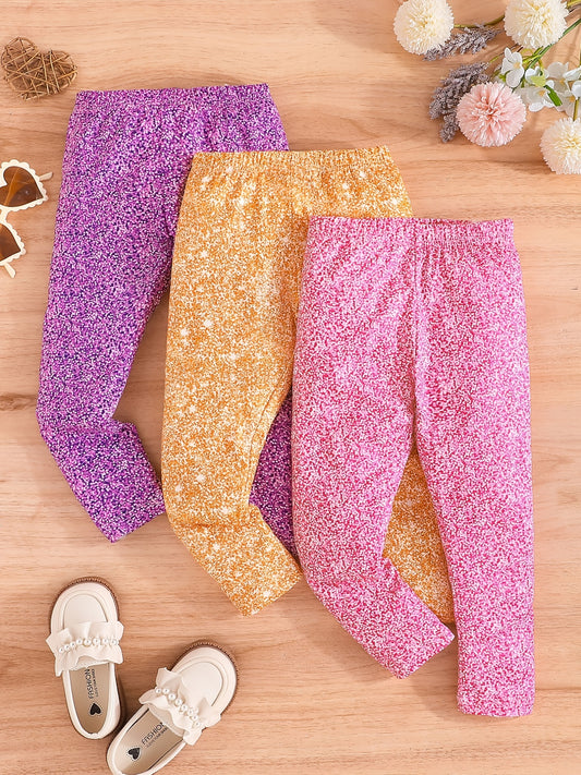 3pcs Girls' Dalmatian Leggings Stretch Casual Pants Spring Autumn