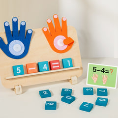 Wooden Finger Counting Toy for Math Learning with 10 Cards