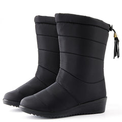 Women's Winter Waterproof Lightweight Snow Boots Tassel Non Slip Mid Calf Boots