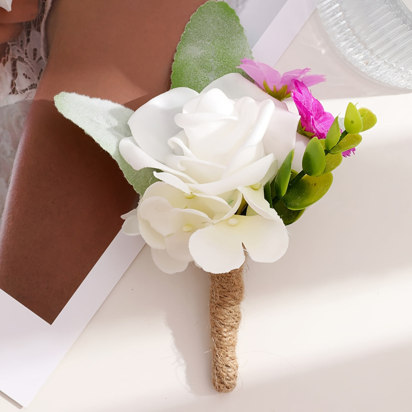 Romantic Rose and Pink Floral Boutonniere Wedding Accessory