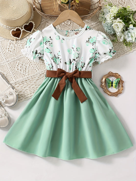 Toddler Girls Flowers Graphic Princess Dress for Party Beach Vacation