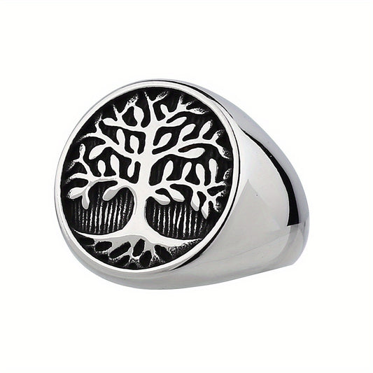 Lucky Tree Of Life Silvery Ring Men's Vintage Ring