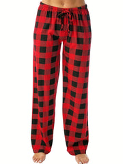  Plaid Print High Rise Loose Trousers