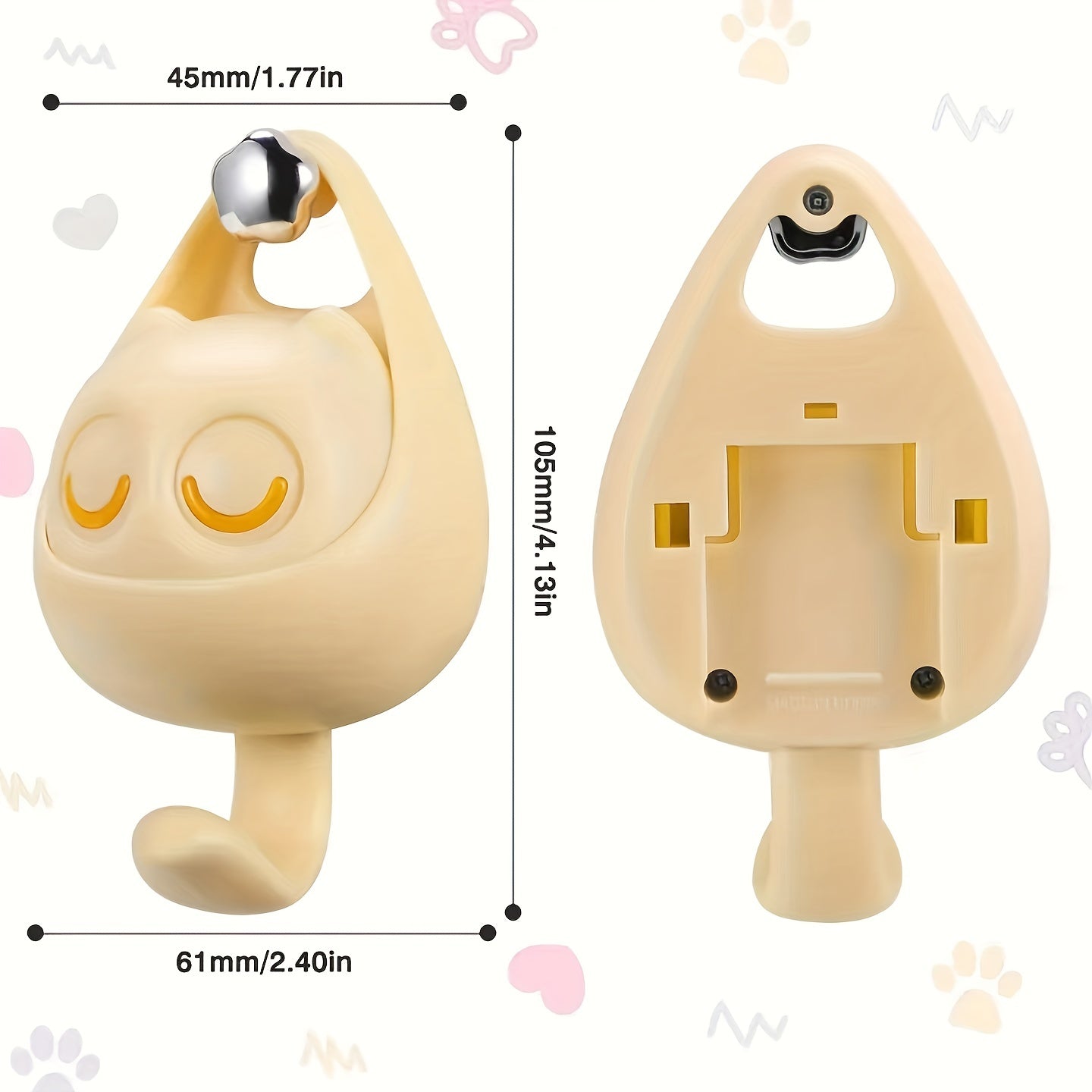 4pcs Cat Wall Hook with Movable Eyes Home Room Wall Door Decor