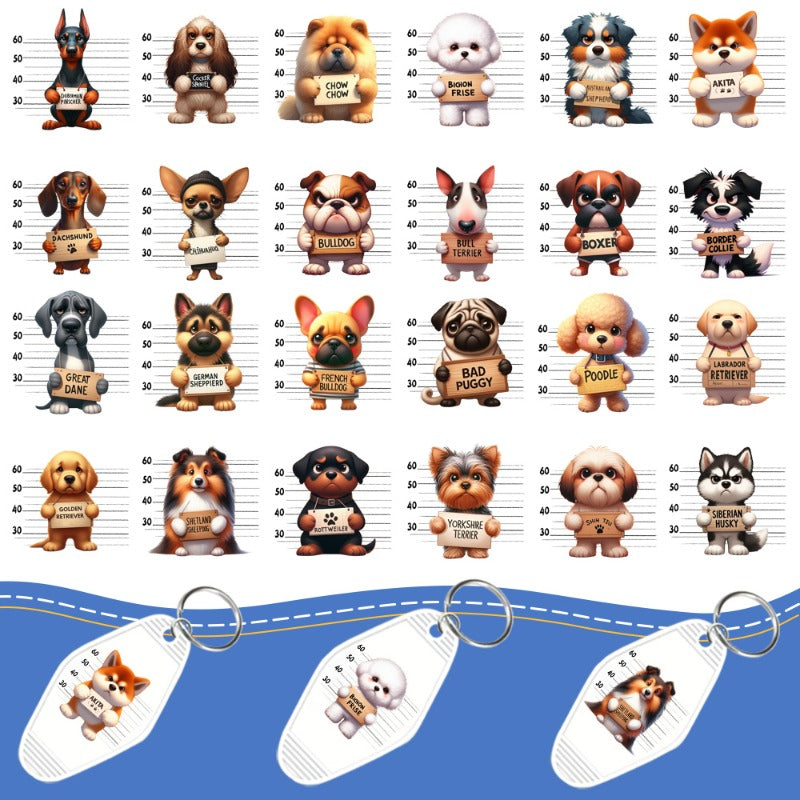 24pcs Angry Puppy UV DTF Waterproof Transfer Paper for Perfect Gift Ideas