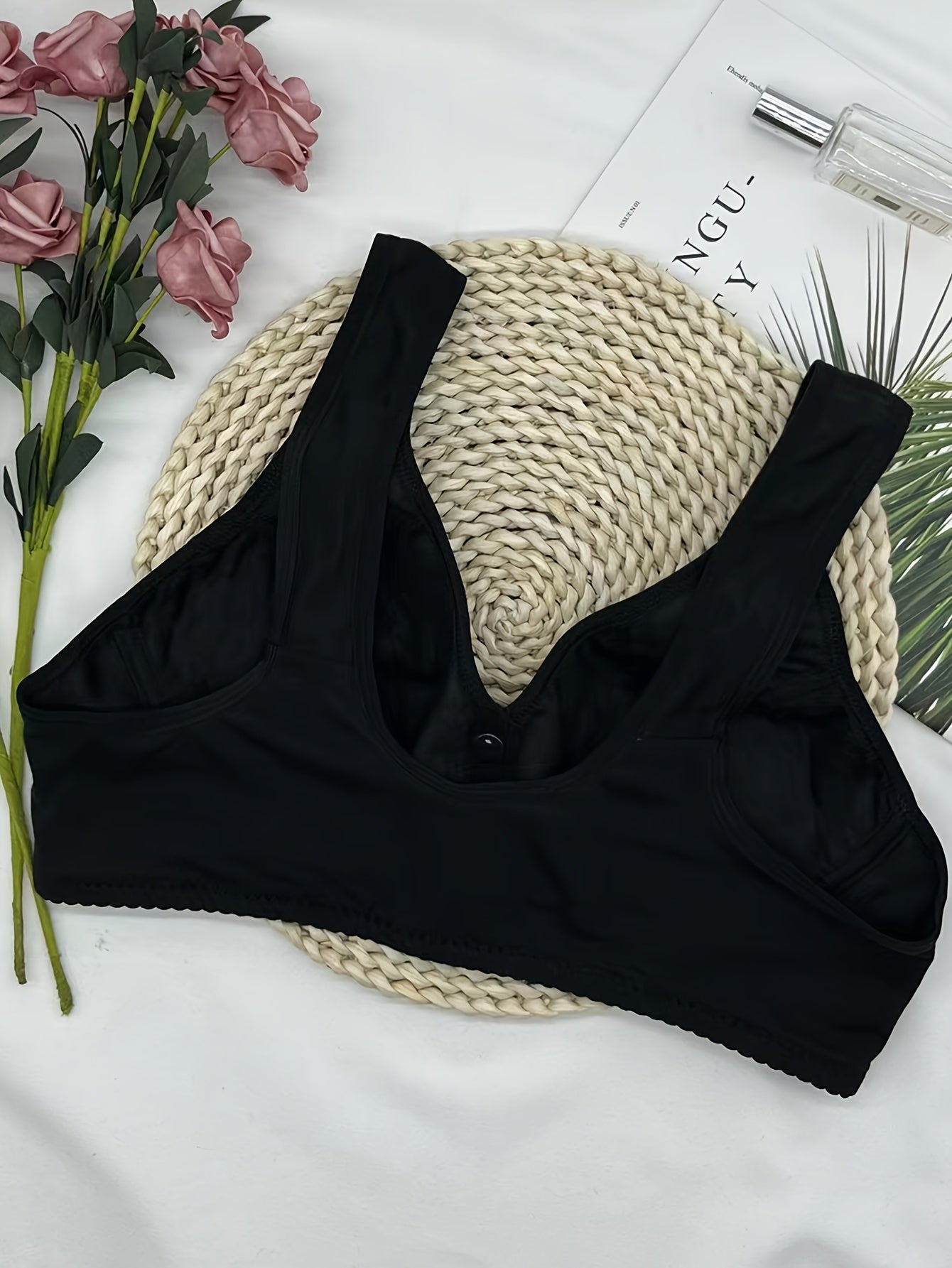Front Buckle Wireless Bra Comfy & Breathable Wide Straps Bra