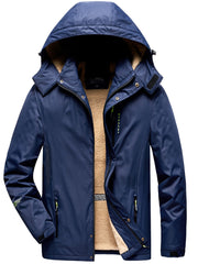 Men's Fleece Hooded Jacket Zip Up Active Coat for Fall Winter