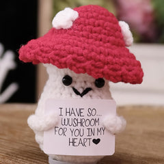 Crochet Amphibian Toy with Mushroom Hat - Emotional Support Gift