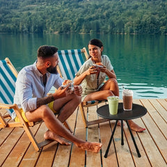 Portable Lightweight Camping Table Adjustable Height Aluminum 3 Legs Table