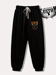Skull Letter Print Drawstring Sweatpants Loose Fit Pants Men's Casual Joggers