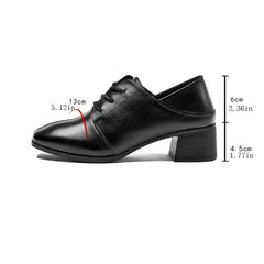 Women's Block Heel Loafers Lace Up Square Toe High Heels British Style Shoes