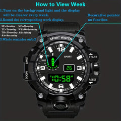 Large Dial Sports Electronic Watch for High School Boys