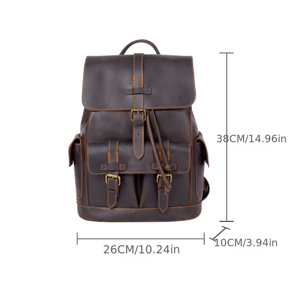 SWORKER Retro Crazy Horse Leather Backpack Men's Large Capacity
