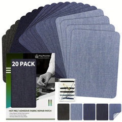 20pcs Iron on Repair Patch Denim Patches For Jeans Kit 7x10 100% Cotton