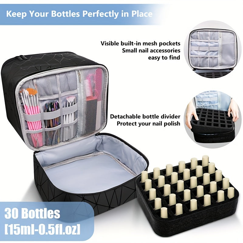 Nail Polish Bag Organizer Case Holds 30 Bottles & Manicure Tools