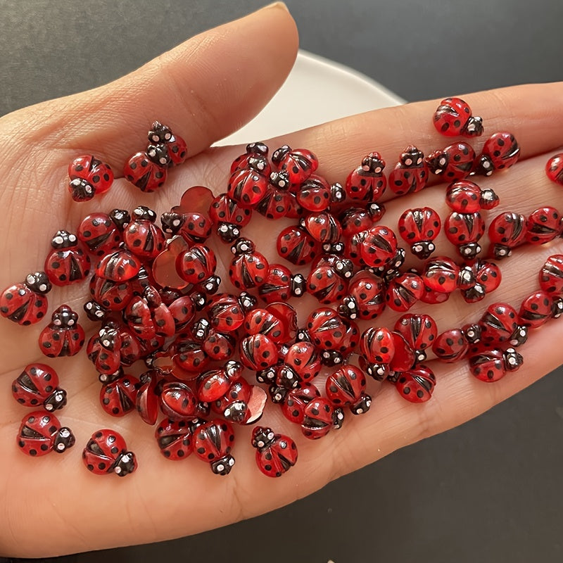 20 Pcs Ladybug Nail Art Resin Charms 3D Nail Decor