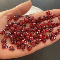 20 Pcs Ladybug Nail Art Resin Charms 3D Nail Decor