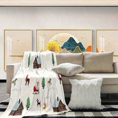 Christmas Snow Pattern Soft Throw Blanket for Sofa and Bed