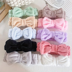 Soft Microfiber Coral Fleece Bow Headband Wristband Set