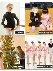 Girls Hollow Back Long Sleeve Ballet Leotard