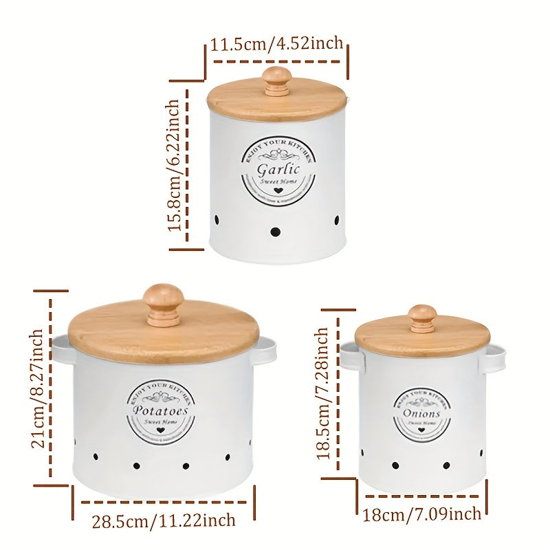 3pcs Household Iron Vegetable Storage Jar Kitchen Container