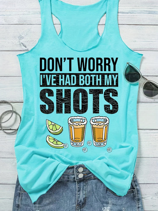 Cup Lemon Letter Print Tank Top Sleeveless Racer Back Summer Sports Top