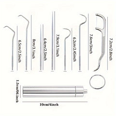 Stainless Steel Toothpick Dental Floss Set With Storage Tube