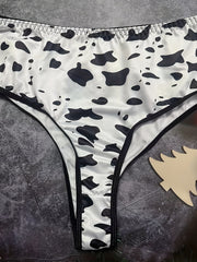  Cow Print V Neck Bra & Panty Lingerie Set