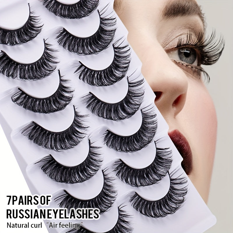 7 Pairs of Natural Looking False Lashes for Makeup Collection
