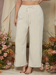  Drawstring Wide Leg Pants High Rise Elastic