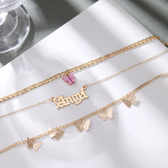 Letter & Butterfly Charm Necklace
