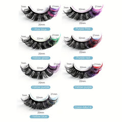 14 Pairs Layer Thick D Curling False Eyelashes Colorful and Natural Looking