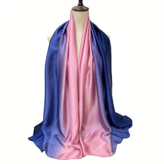 Gradient Satin Scarf Hijab Breathable Shawl Silk Head Wrap