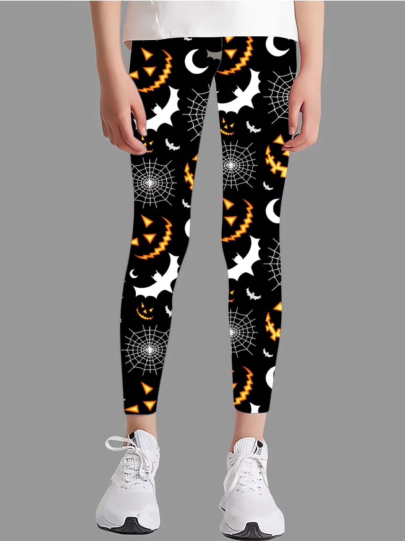 Girl's Skull Full Print Tight Leggings for Halloween